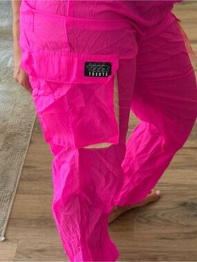 Women's Stussy Pink Drawstring Waist Cargo Pants